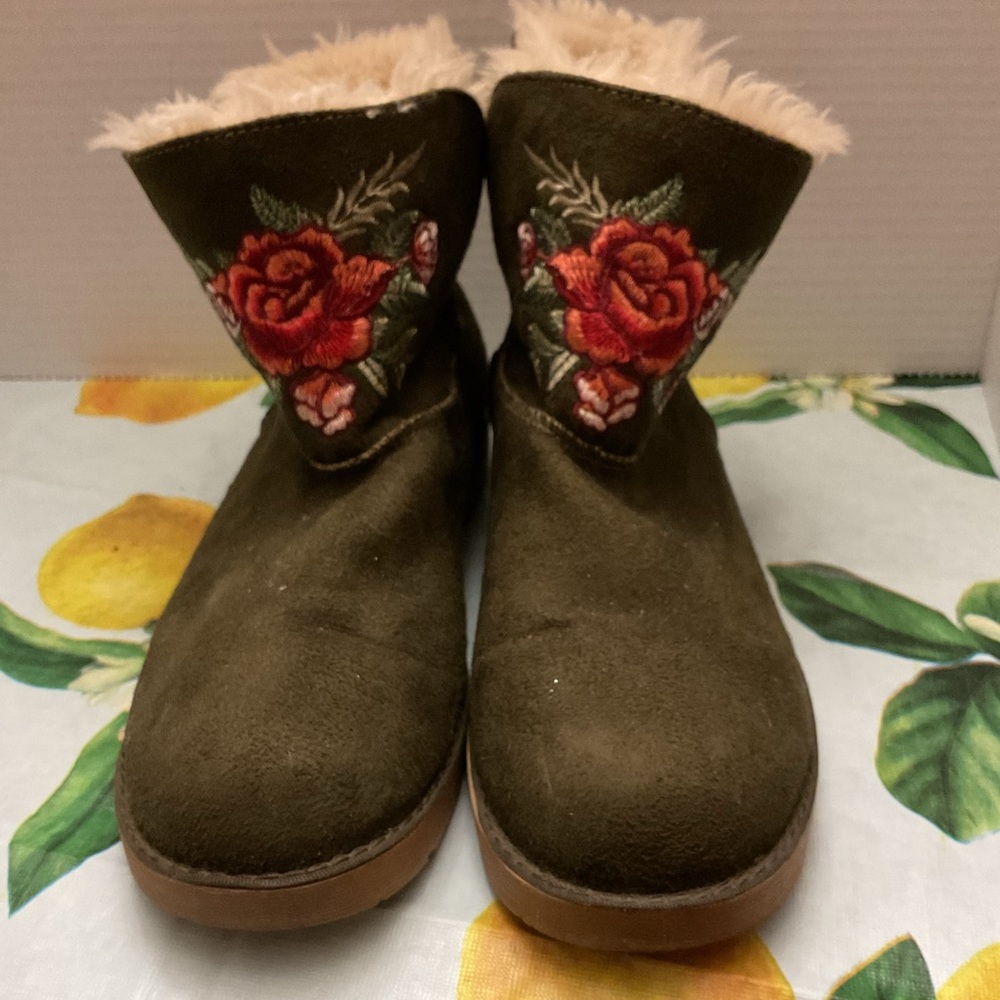 Rock & Candy Olive Floral Ankle Boots